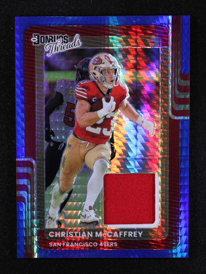 Christian McCaffrey 2025 Donruss Optic Donruss Threads Blue Hyper #16 at PristineAuction.com Christian McCaffrey 2025 Donruss Optic Donruss Threads Blue Hyper #16 at PristineAuction.com