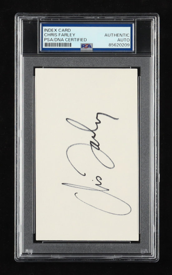 Chris Farley Signed Index Card (PSA) at PristineAuction.com Chris Farley Signed Index Card (PSA) at PristineAuction.com