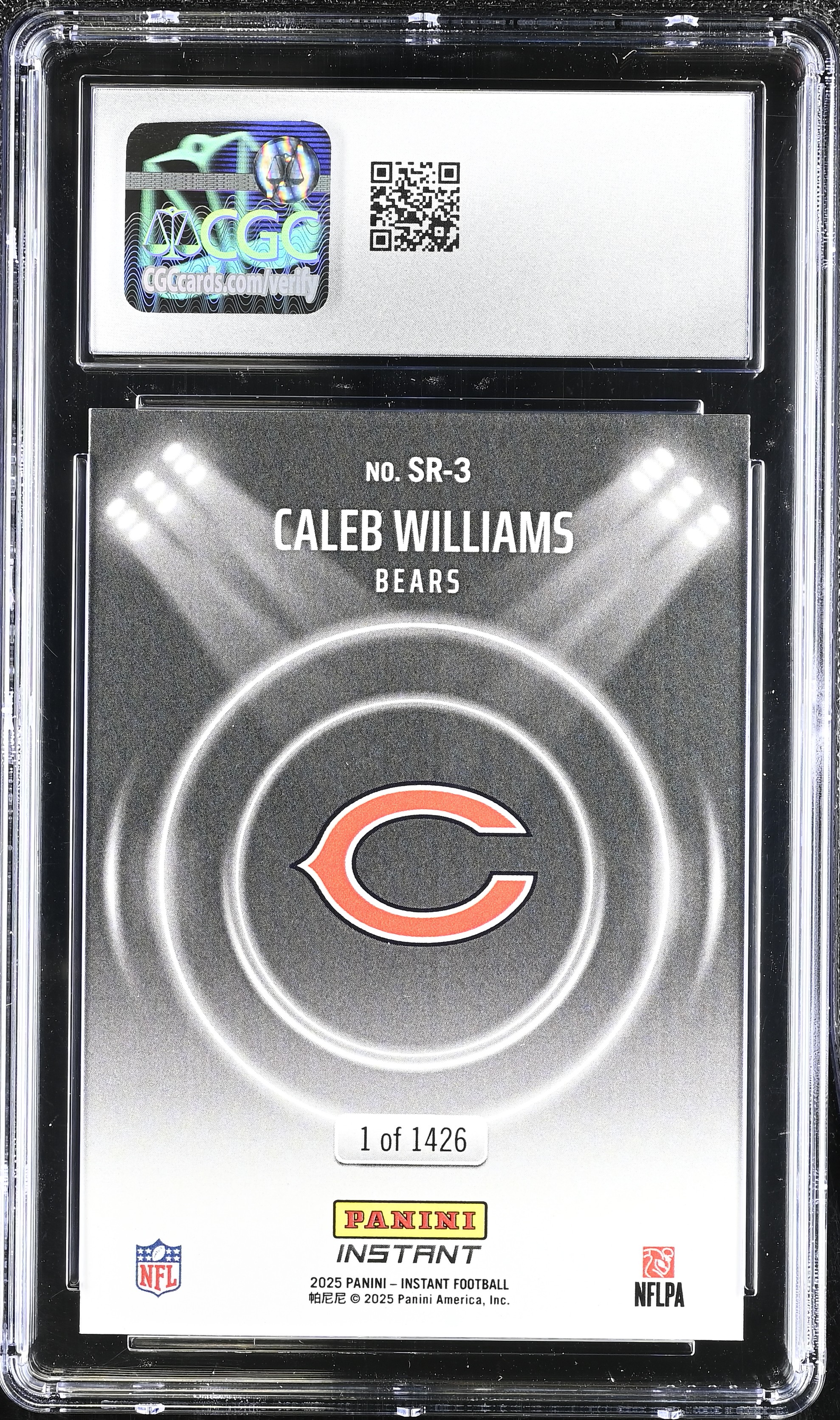 Caleb Williams 2025 Panini Instant Spotlight Rookies #SR-3 RC #1/1426 (CGC 10) at PristineAuction.com Caleb Williams 2025 Panini Instant Spotlight Rookies #SR-3 RC #1/1426 (CGC 10) at PristineAuction.com
