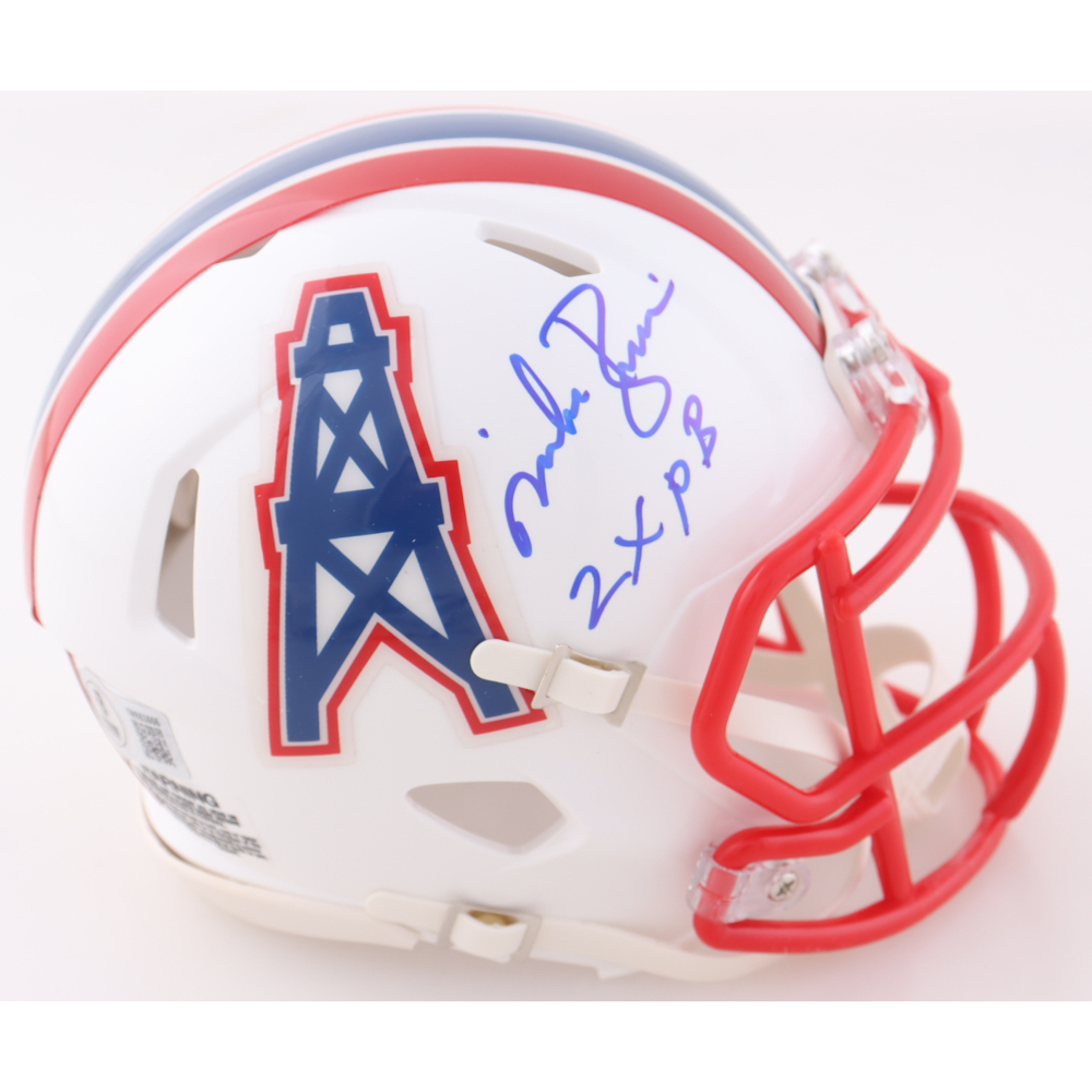 Mike Rozier Signed Oilers Speed Mini Helmet Inscribed "2xPB" (Beckett) at PristineAuction.com