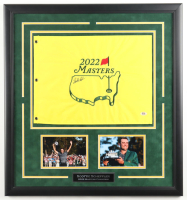 Scottie Scheffler Signed Custom Framed 2022 Masters Tournament Golf Pin Flag (PSA) at PristineAuction.com