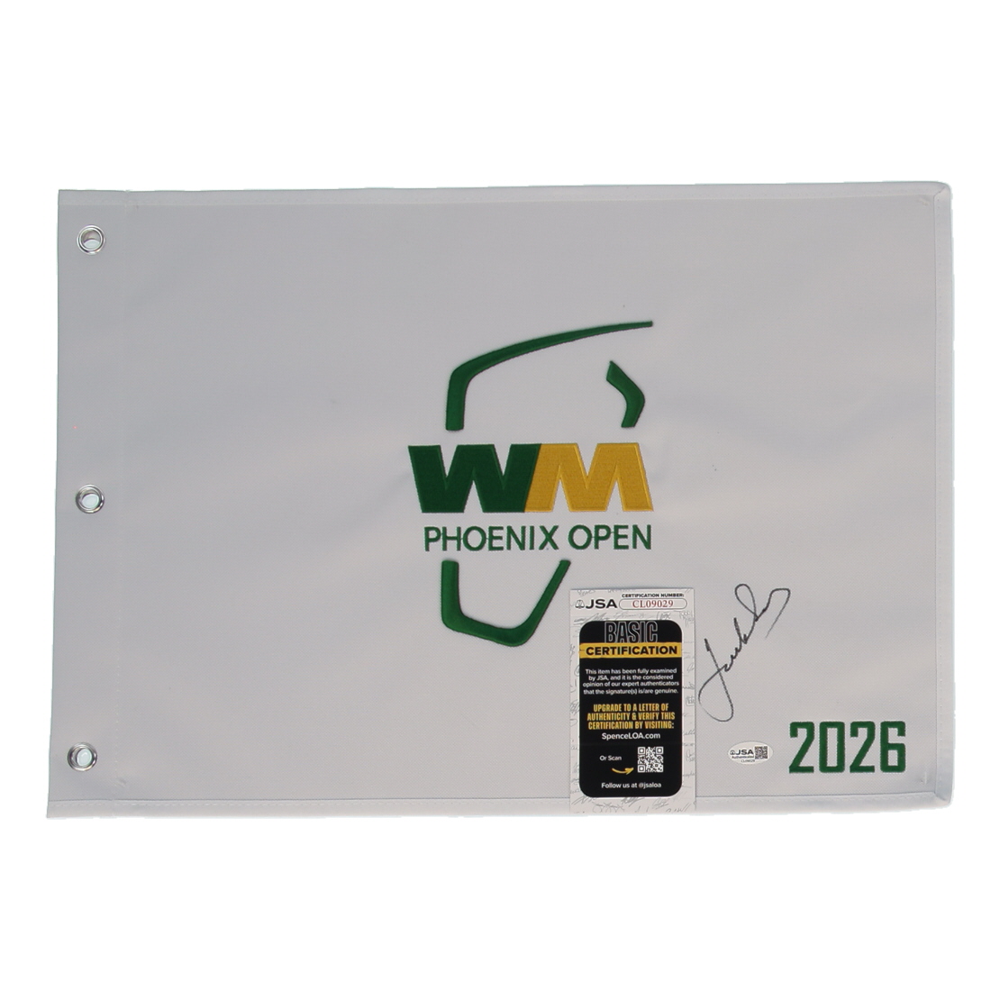 Jordan Spieth Signed 2026 Waste Management Open Golf Pin Flag (JSA) at PristineAuction.com Jordan Spieth Signed 2026 Waste Management Open Golf Pin Flag (JSA) at PristineAuction.com