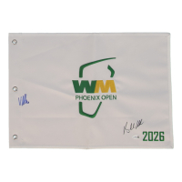 Brooks Koepka & Viktor Hovland Signed 2026 Waste Management Open Golf Pin Flag (JSA) at PristineAuction.com