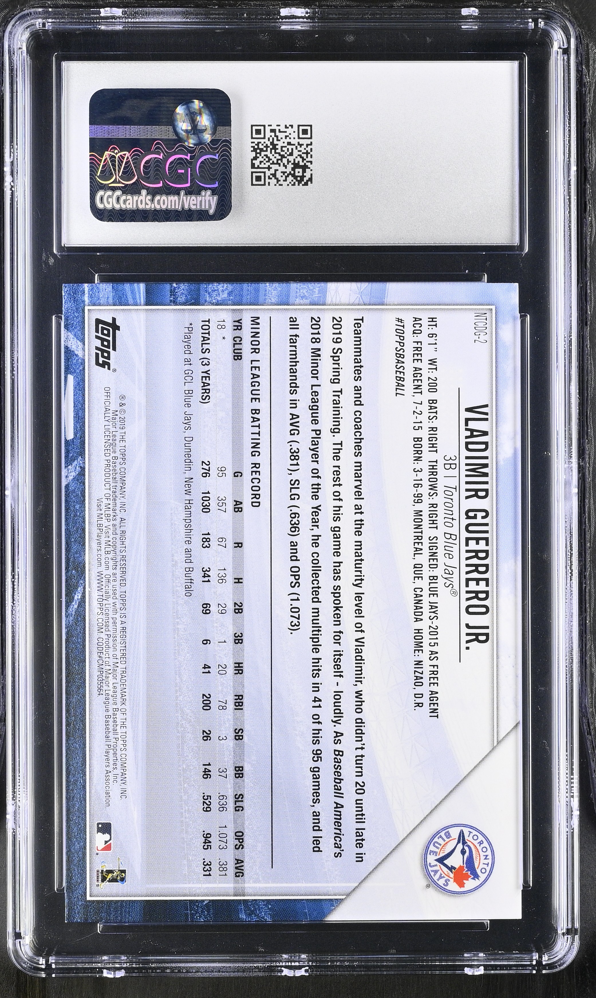 Vladimir Guerrero Jr. 2019 Topps National Baseball Card Day #NTCDG-2 RC (CGC 10) at PristineAuction.com Vladimir Guerrero Jr. 2019 Topps National Baseball Card Day #NTCDG-2 RC (CGC 10) at PristineAuction.com