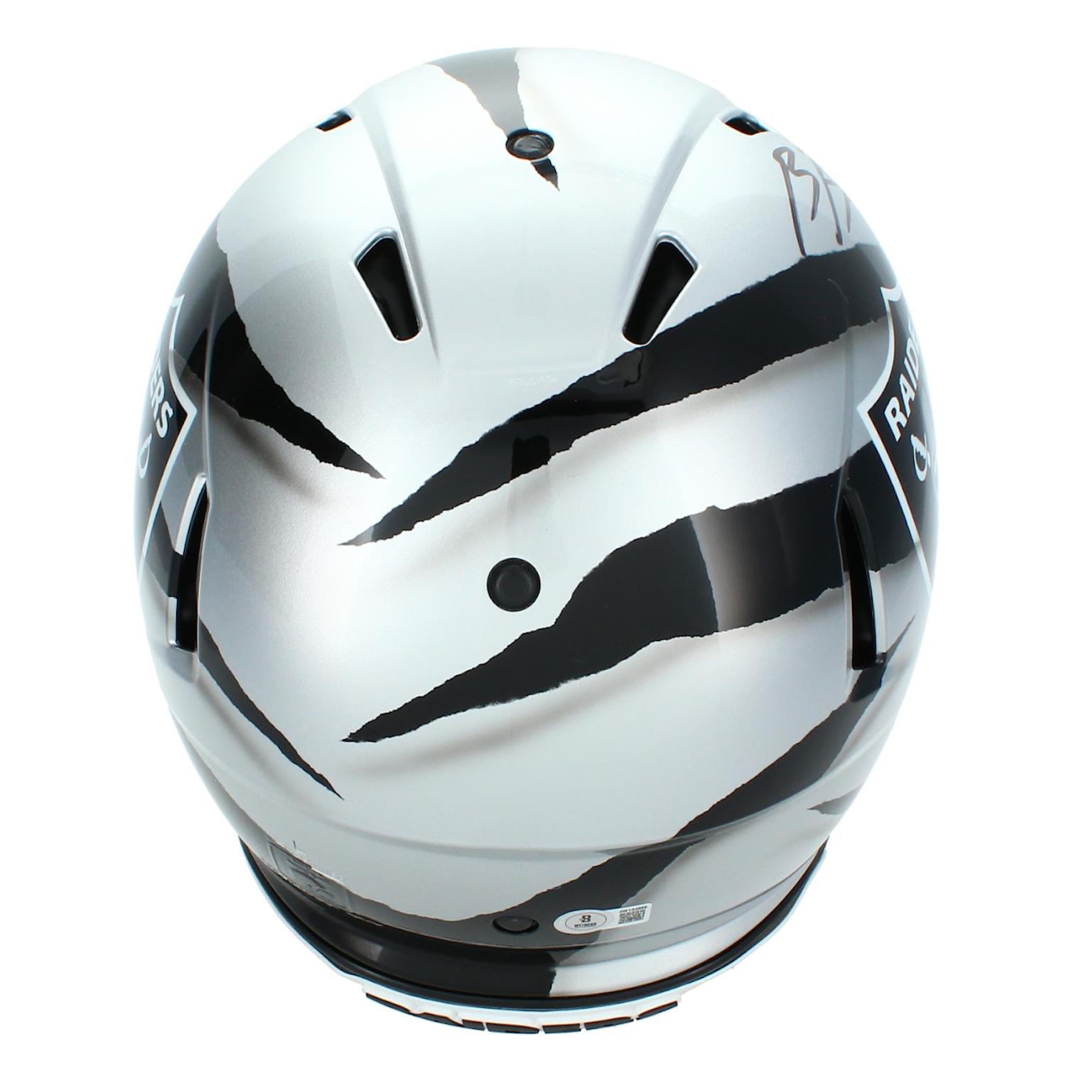 Brock Bowers Signed Raiders Full-Size Authentic On-Field ECC Ripped Speed Helmet (Beckett) at PristineAuction.com Brock Bowers Signed Raiders Full-Size Authentic On-Field ECC Ripped Speed Helmet (Beckett) at PristineAuction.com