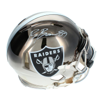 Brock Bowers Signed Raiders Full-Size Authentic On-Field Chrome Alternate Speed Helmet with Custom Visor (Beckett) at PristineAuction.com