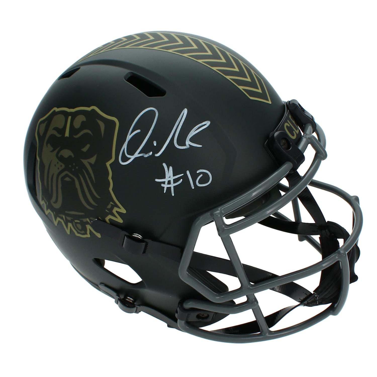 Quinshon Judkins Signed Browns Full-Size Salute to Service Alternate Speed Helmet (Beckett) at PristineAuction.com Quinshon Judkins Signed Browns Full-Size Salute to Service Alternate Speed Helmet (Beckett) at PristineAuction.com