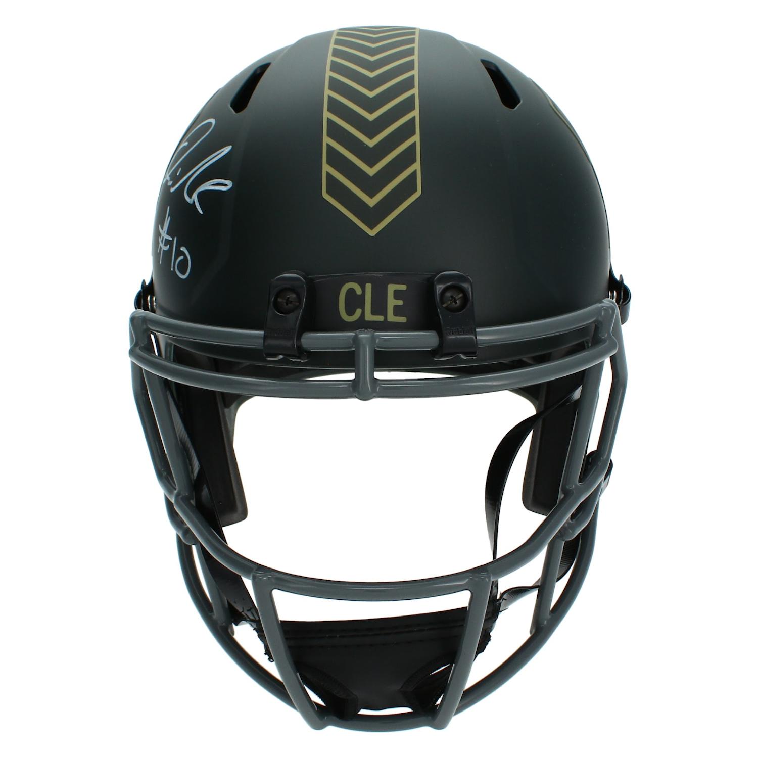 Quinshon Judkins Signed Browns Full-Size Salute to Service Alternate Speed Helmet (Beckett) at PristineAuction.com Quinshon Judkins Signed Browns Full-Size Salute to Service Alternate Speed Helmet (Beckett) at PristineAuction.com