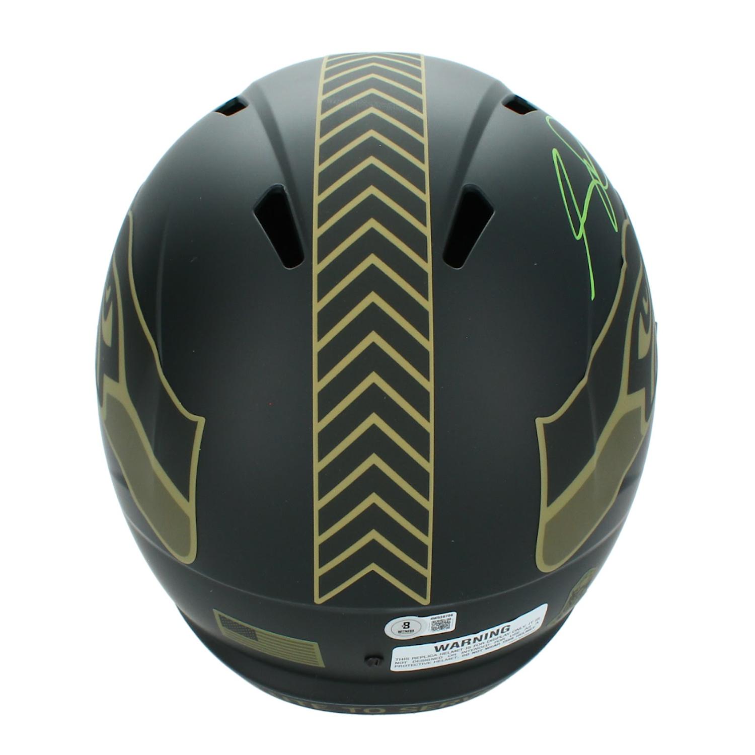 Sam Darnold Signed Seahawks Full-Size Salute to Service Alternate Speed Helmet (Beckett) at PristineAuction.com Sam Darnold Signed Seahawks Full-Size Salute to Service Alternate Speed Helmet (Beckett) at PristineAuction.com