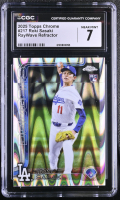 Roki Sasaki 2025 Topps Chrome RayWave Refractor #217 RC (CGC 7) at PristineAuction.com