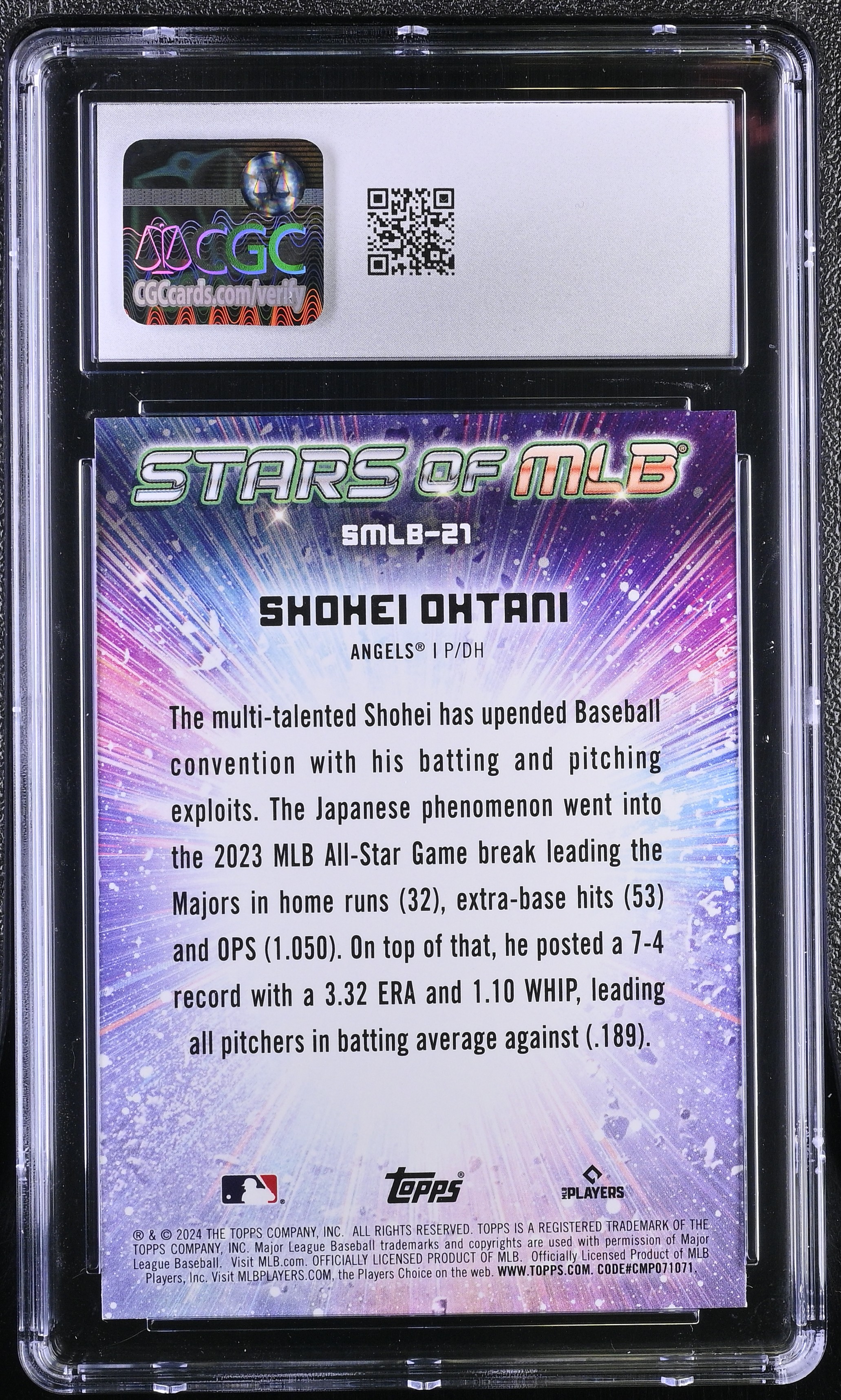 Shohei Ohtani 2024 Topps Stars Of MLB #SMLB21 (CGC 8.5) at PristineAuction.com Shohei Ohtani 2024 Topps Stars Of MLB #SMLB21 (CGC 8.5) at PristineAuction.com