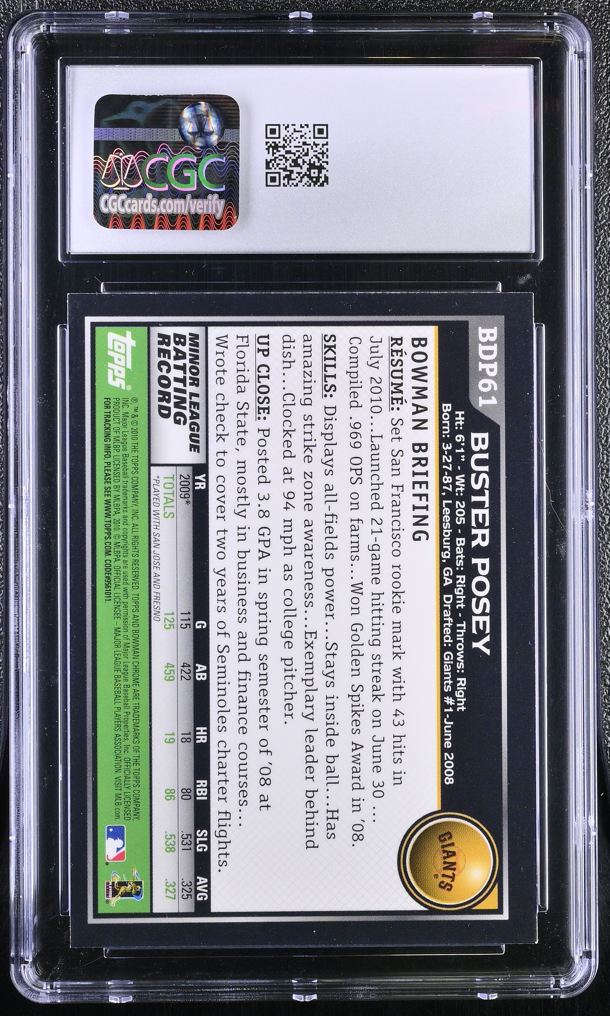 Buster Posey 2010 Bowman Chrome Draft #BDP61 RC (CGC 7.5) at PristineAuction.com Buster Posey 2010 Bowman Chrome Draft #BDP61 RC (CGC 7.5) at PristineAuction.com