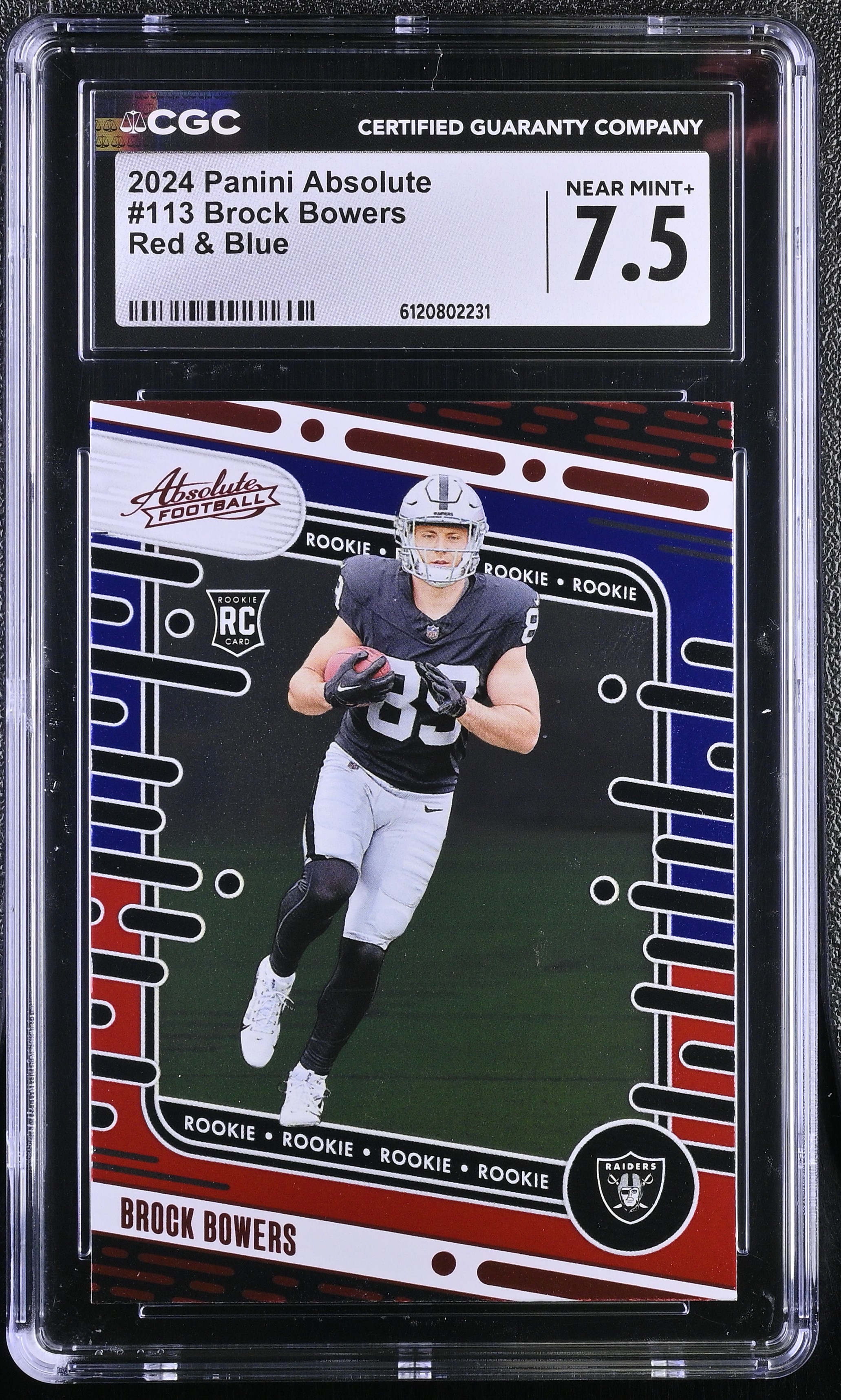Brock Bowers 2024 Absolute Red and Blue #113 RC (CGC 7.5) at PristineAuction.com Brock Bowers 2024 Absolute Red and Blue #113 RC (CGC 7.5) at PristineAuction.com