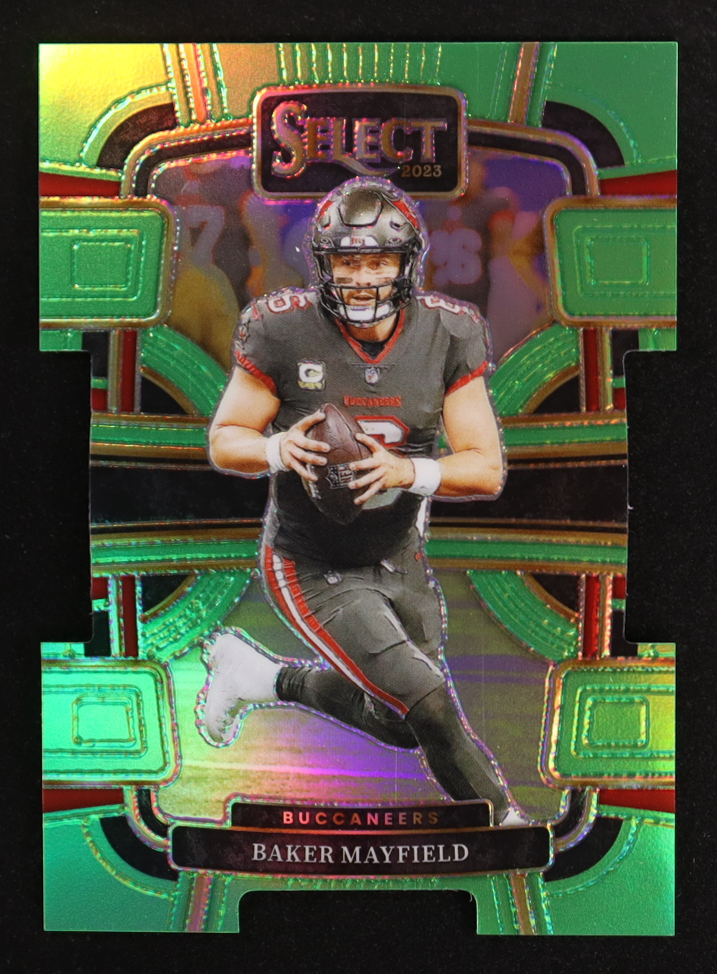 Baker Mayfield 2023 Select Prizm Neon Green Die Cut #92 #488/599 at PristineAuction.com Baker Mayfield 2023 Select Prizm Neon Green Die Cut #92 #488/599 at PristineAuction.com