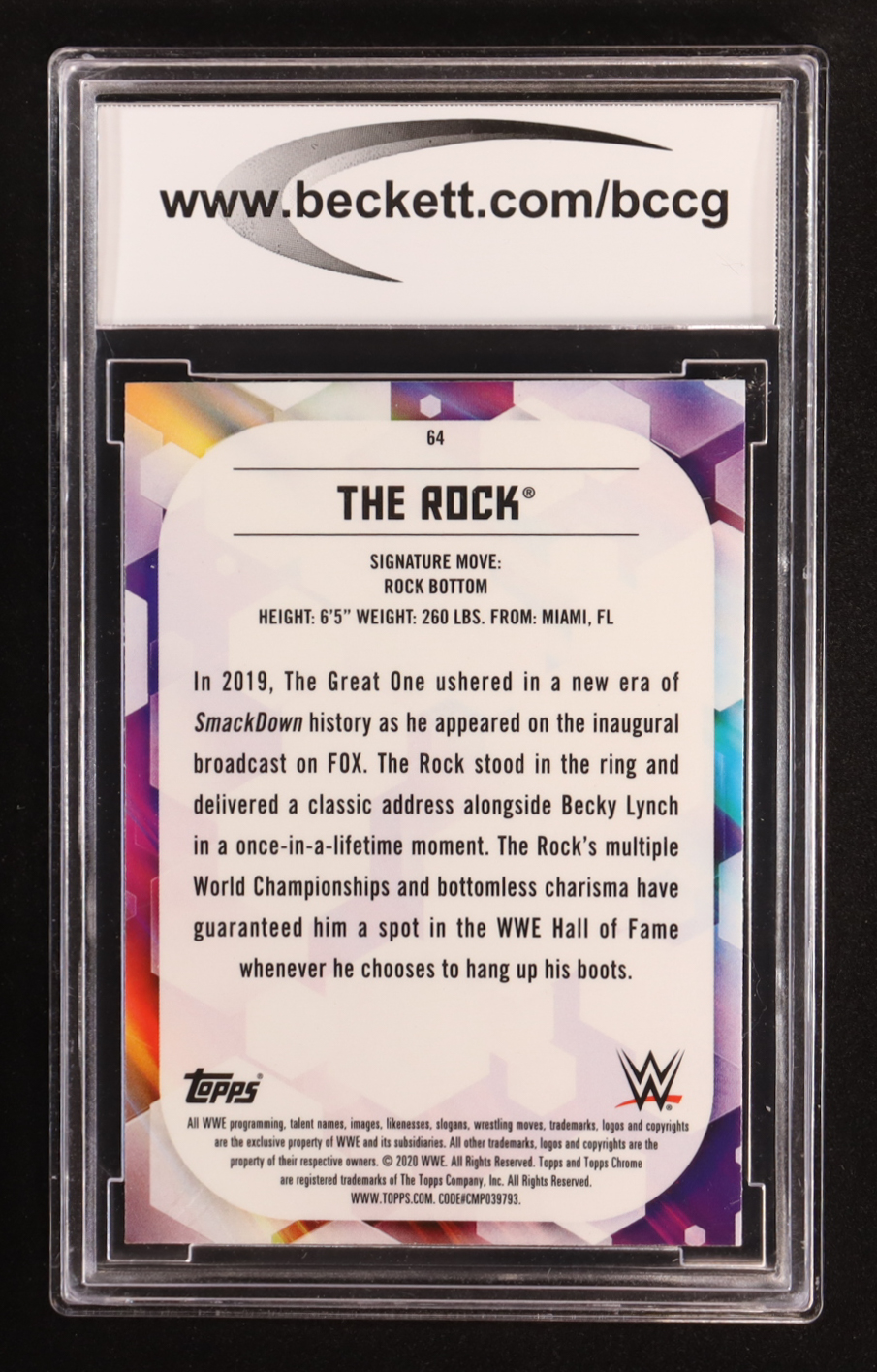 The Rock 2020 Topps Chrome WWE #64 (BCCG 10) at PristineAuction.com The Rock 2020 Topps Chrome WWE #64 (BCCG 10) at PristineAuction.com