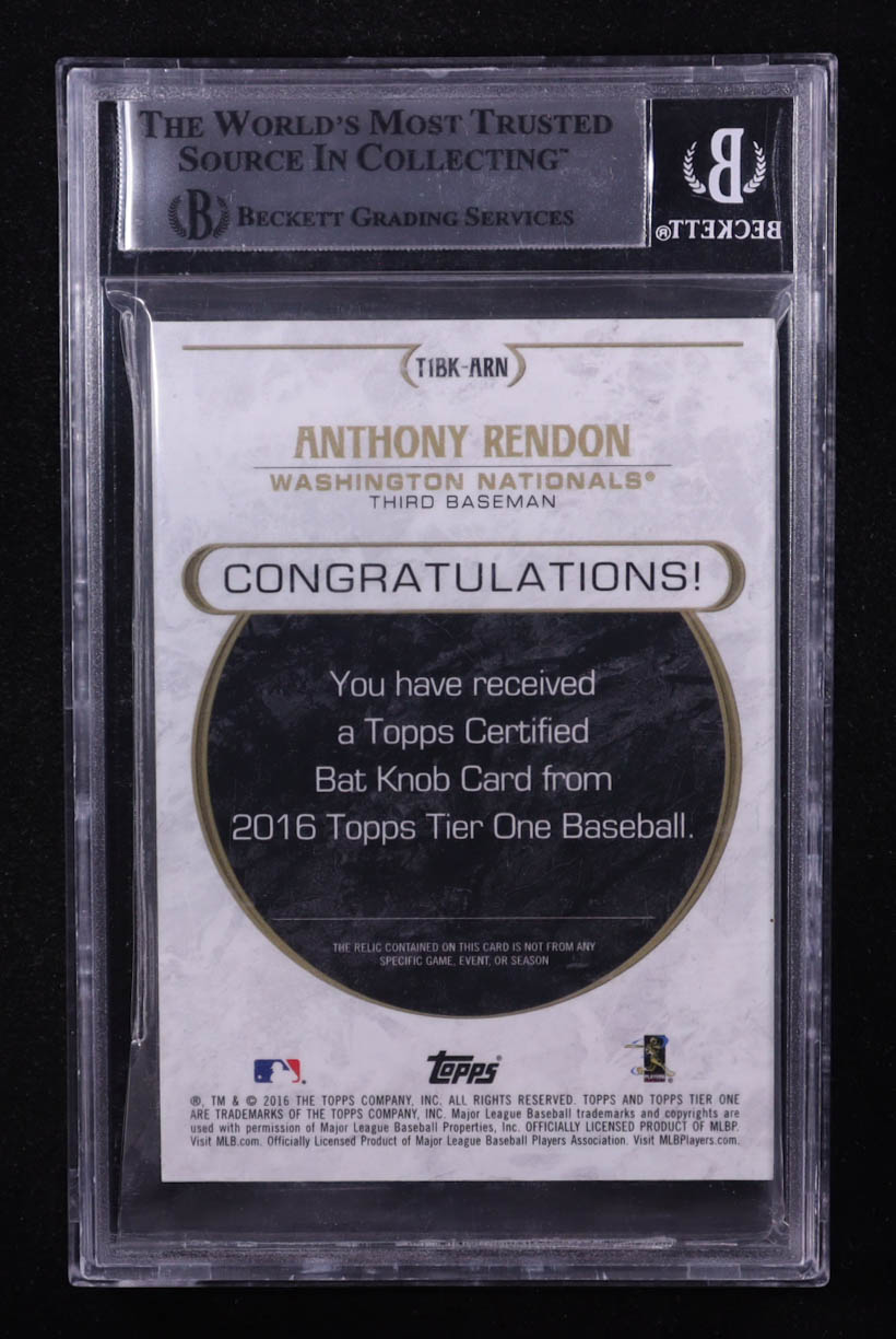 Anthony Rendon 2016 Topps Tier One Certified Bat Knob Memorabilia #T1BK-ARN #1/1 (BGS 9) at PristineAuction.com Anthony Rendon 2016 Topps Tier One Certified Bat Knob Memorabilia #T1BK-ARN #1/1 (BGS 9) at PristineAuction.com