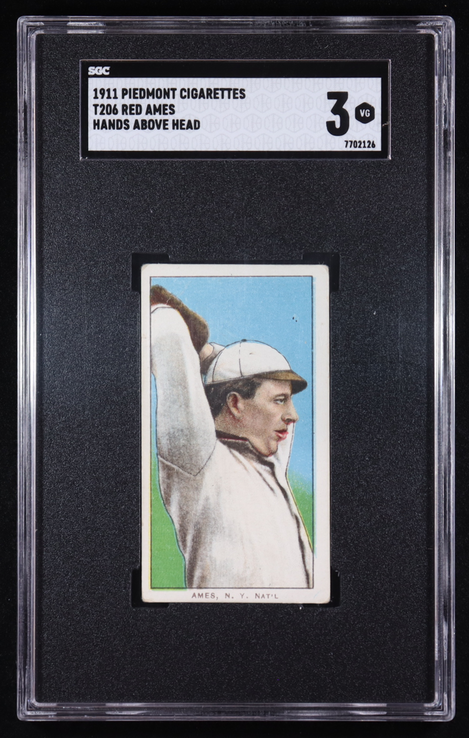 Red Ames 1909-11 T206 #8 / Hands over Head (SGC 3) at PristineAuction.com Red Ames 1909-11 T206 #8 / Hands over Head (SGC 3) at PristineAuction.com