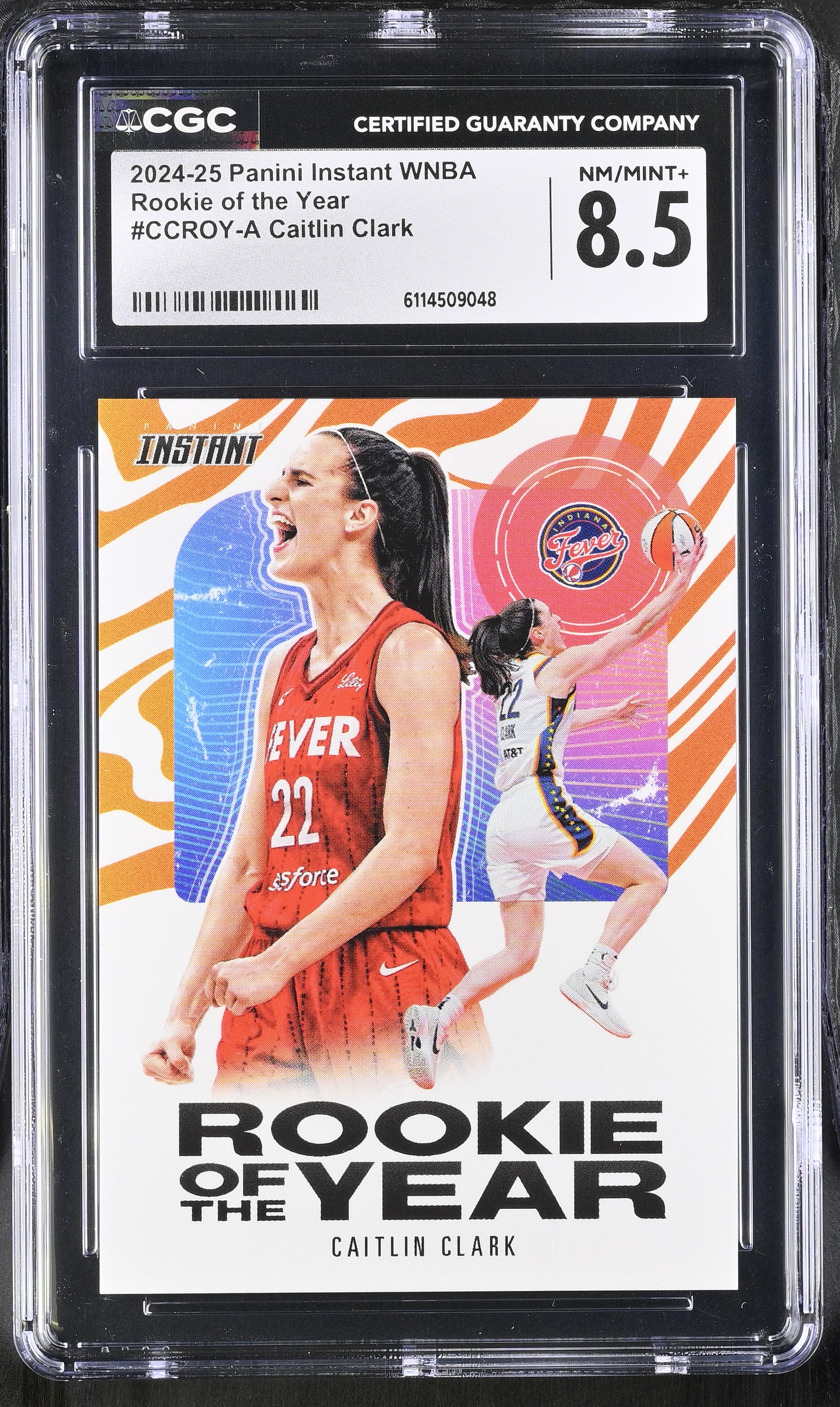 Caitlin Clark 2024-25 Panini Instant WNBA Rookie Of The Year #CCROY-A RC (CGC 8.5) at PristineAuction.com Caitlin Clark 2024-25 Panini Instant WNBA Rookie Of The Year #CCROY-A RC (CGC 8.5) at PristineAuction.com