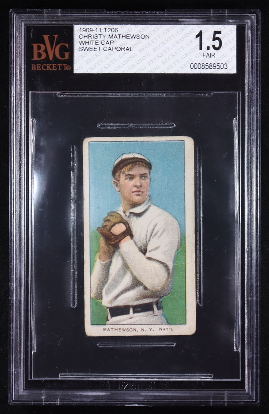 Christy Mathewson 1909-11 T206 #309 / White Cap (BVG 1.5) at PristineAuction.com Christy Mathewson 1909-11 T206 #309 / White Cap (BVG 1.5) at PristineAuction.com