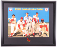 Stan Musial Signed Cardinals Custom Framed Art Print Display Inscribed "HOF 69" with Vintage Cardinals Logo Pin (PSA) at PristineAuction.com