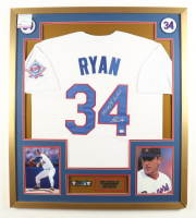 Nolan Ryan Signed Custom Framed Jersey Display Inscribed "108.5 M.P.H. Fastball" with Career Stat Pin (PSA) at PristineAuction.com
