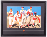 Stan Musial & Red Schoendienst Signed Cardinals Custom Framed Art Print Display Inscribed "HOF 69" with Vintage Cardinals Logo Pin (PSA) at PristineAuction.com