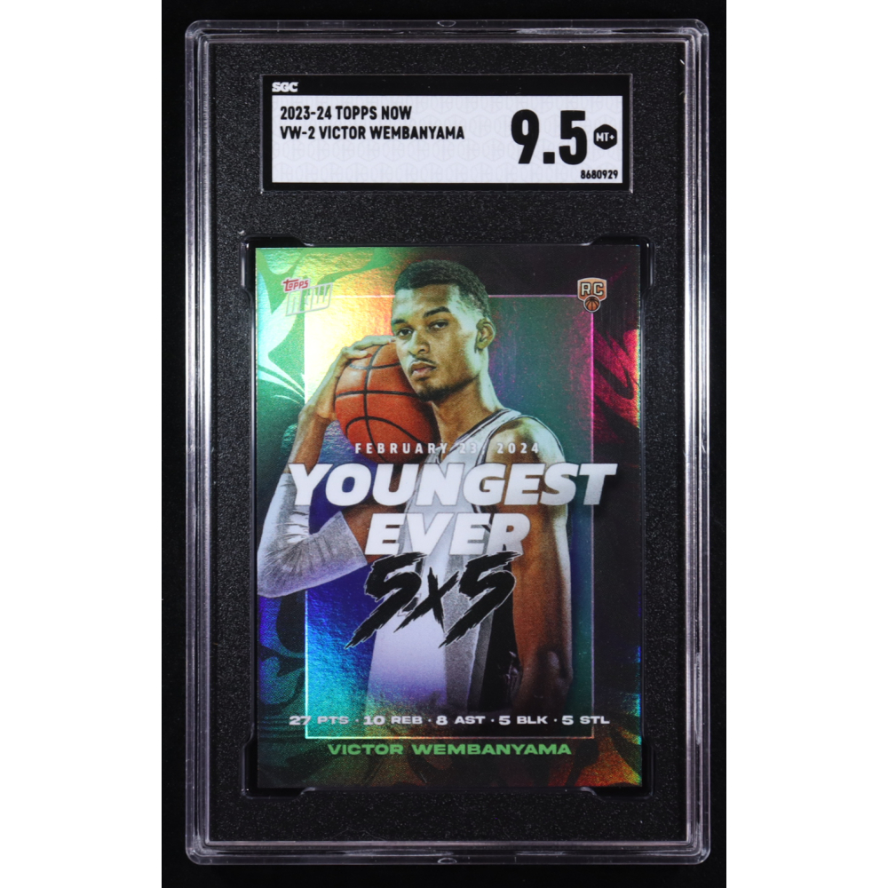 Victor Wembanyama 2023-24 Topps Now Youngest Ever 5x5 #VW-2 RC (SGC 9.5) at PristineAuction.com