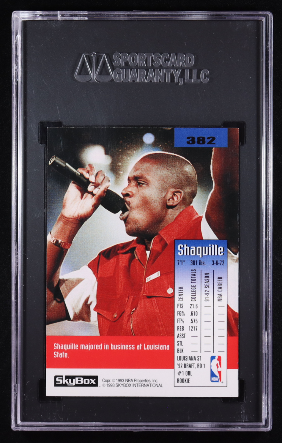 Shaquille O'Neal 1992-93 Skybox #382 RC (SGC 9.5) at PristineAuction.com Shaquille O'Neal 1992-93 Skybox #382 RC (SGC 9.5) at PristineAuction.com