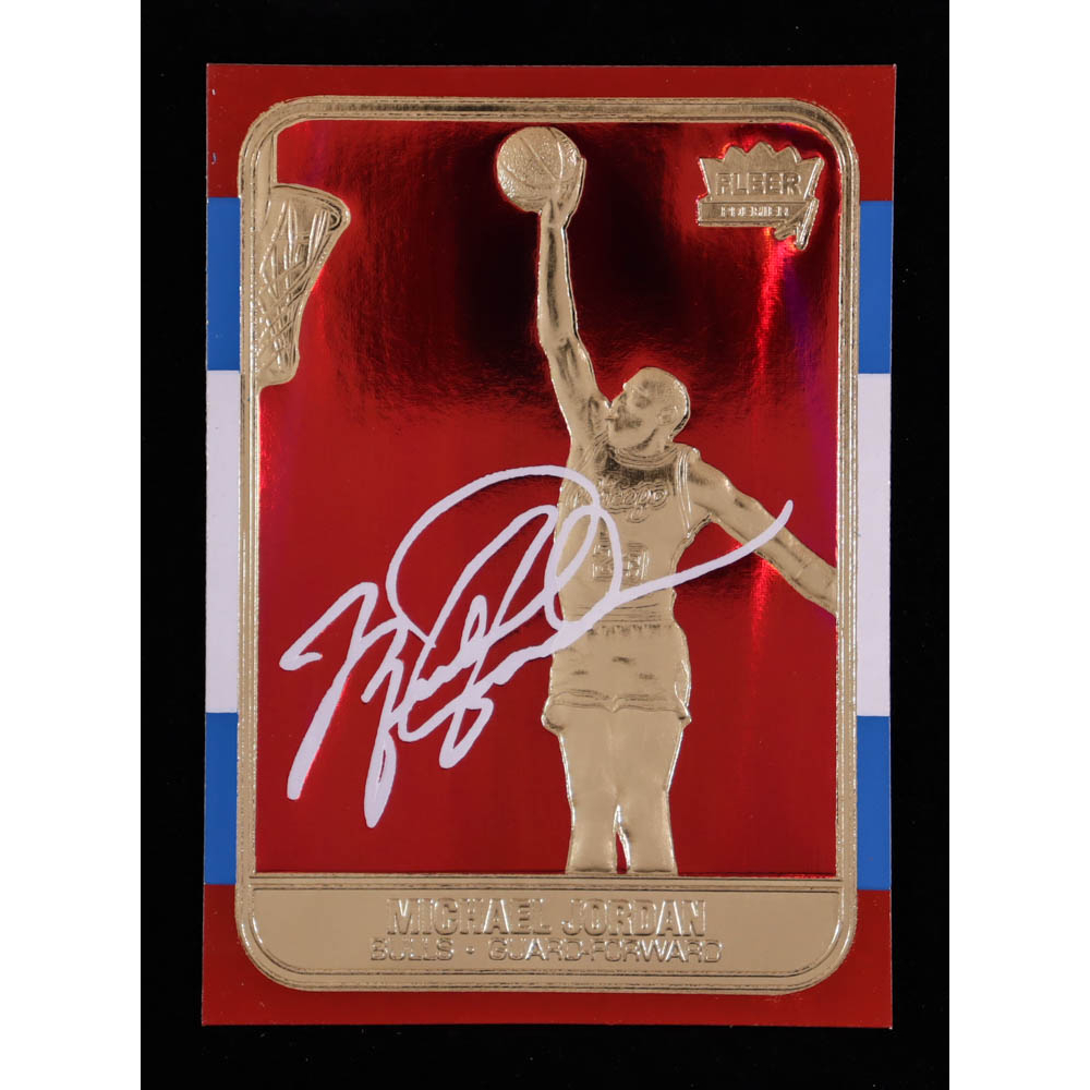 Michael Jordan 1998 Fleer 23KT Gold 1986 Rookie Signature Series Red Holo Refractor #NNO at PristineAuction.com