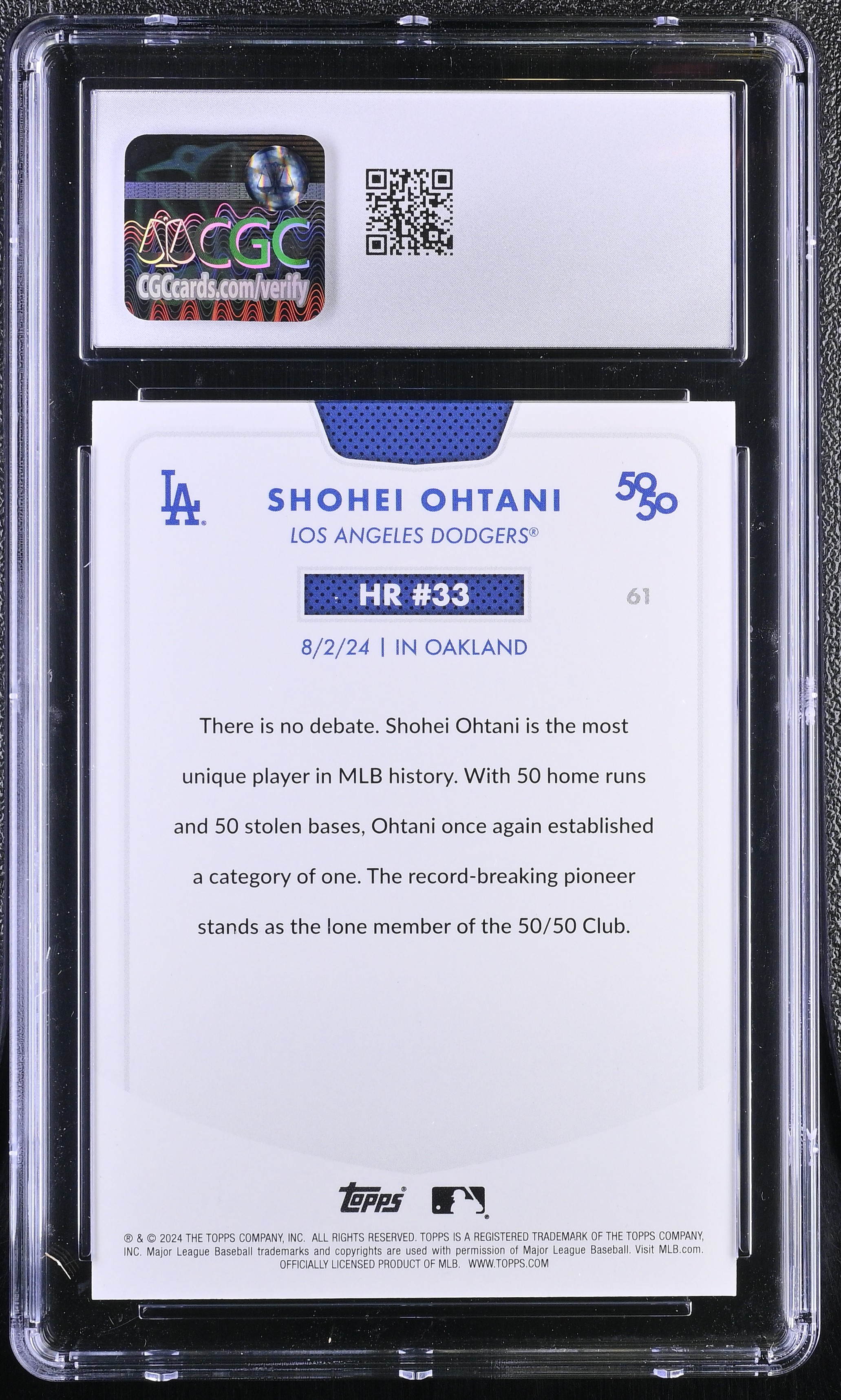 Shohei Ohtani 2024 Topps 50/50 Ohtani #61 (CGC 8) at PristineAuction.com Shohei Ohtani 2024 Topps 50/50 Ohtani #61 (CGC 8) at PristineAuction.com