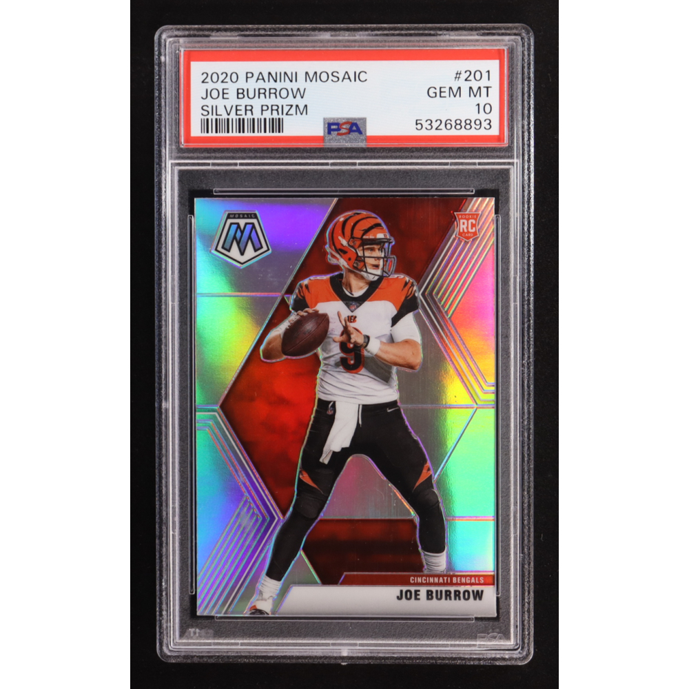 Joe Burrow 2020 Panini Mosaic Silver #201 RC (PSA 10) at PristineAuction.com