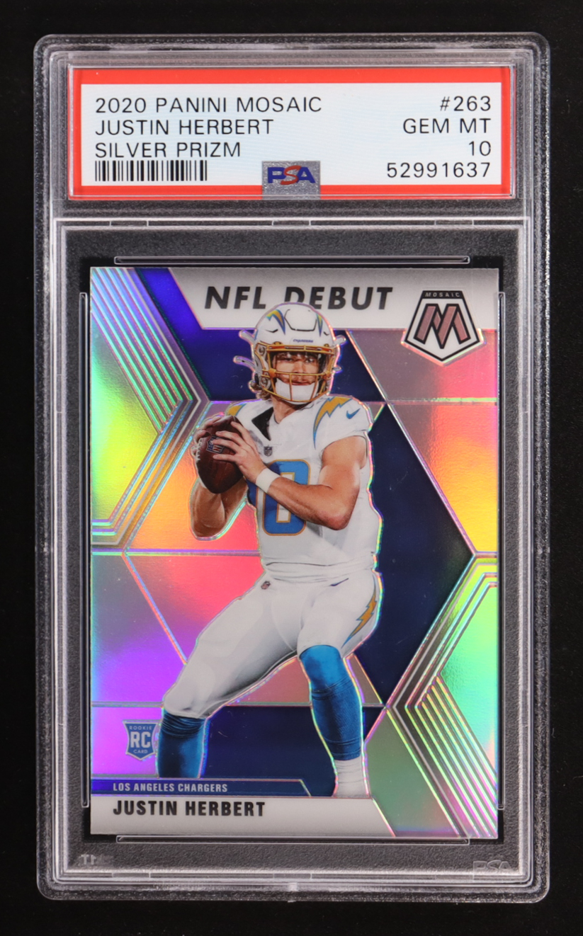 Justin Herbert 2020 Panini Mosaic Silver #263 DEB RC (PSA 10) at PristineAuction.com Justin Herbert 2020 Panini Mosaic Silver #263 DEB RC (PSA 10) at PristineAuction.com