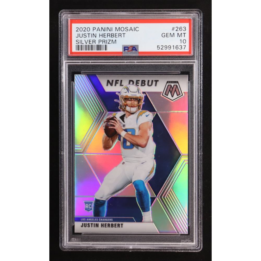 Justin Herbert 2020 Panini Mosaic Silver #263 DEB RC (PSA 10) at PristineAuction.com