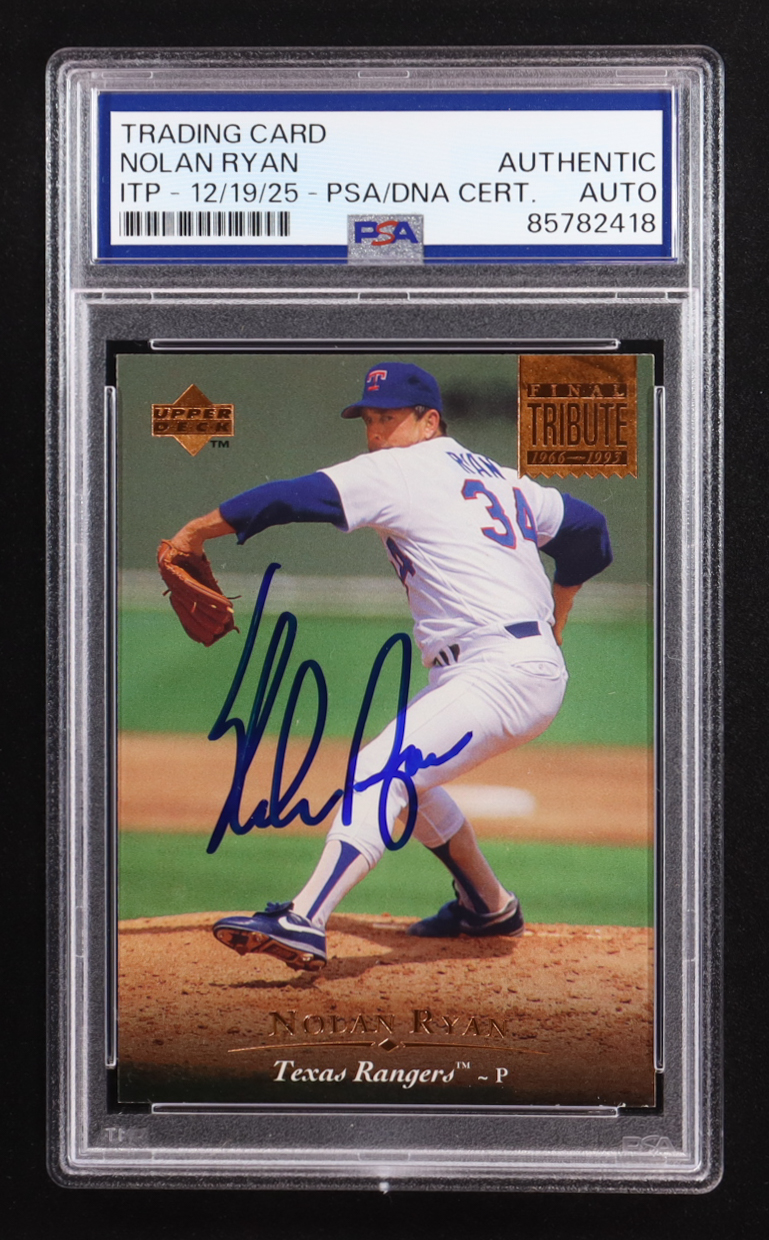 Nolan Ryan Signed 1995 Upper Deck TRIB #448 (PSA | Autograph Graded Authentic) at PristineAuction.com Nolan Ryan Signed 1995 Upper Deck TRIB #448 (PSA | Autograph Graded Authentic) at PristineAuction.com