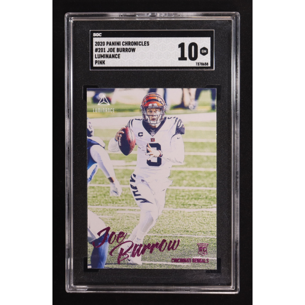 Joe Burrow 2020 Panini Luminance Pink #201 CHRONICLES RC (SGC 10) at PristineAuction.com