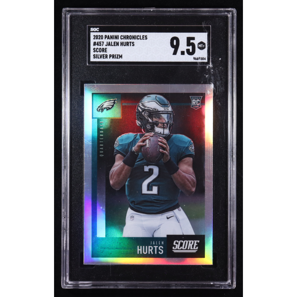 Jalen Hurts 2020 Panini Chronicles Score Silver Prizm #457 RC (SGC 9.5) at PristineAuction.com