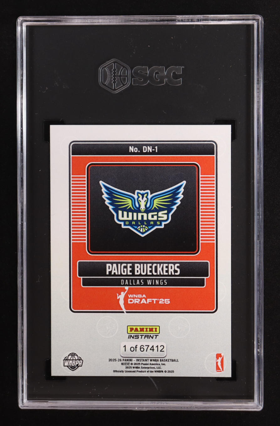 Paige Bueckers 2025-26 Panini Instant WNBA Draft Night #DN-1 RC (SGC 10) at PristineAuction.com Paige Bueckers 2025-26 Panini Instant WNBA Draft Night #DN-1 RC (SGC 10) at PristineAuction.com