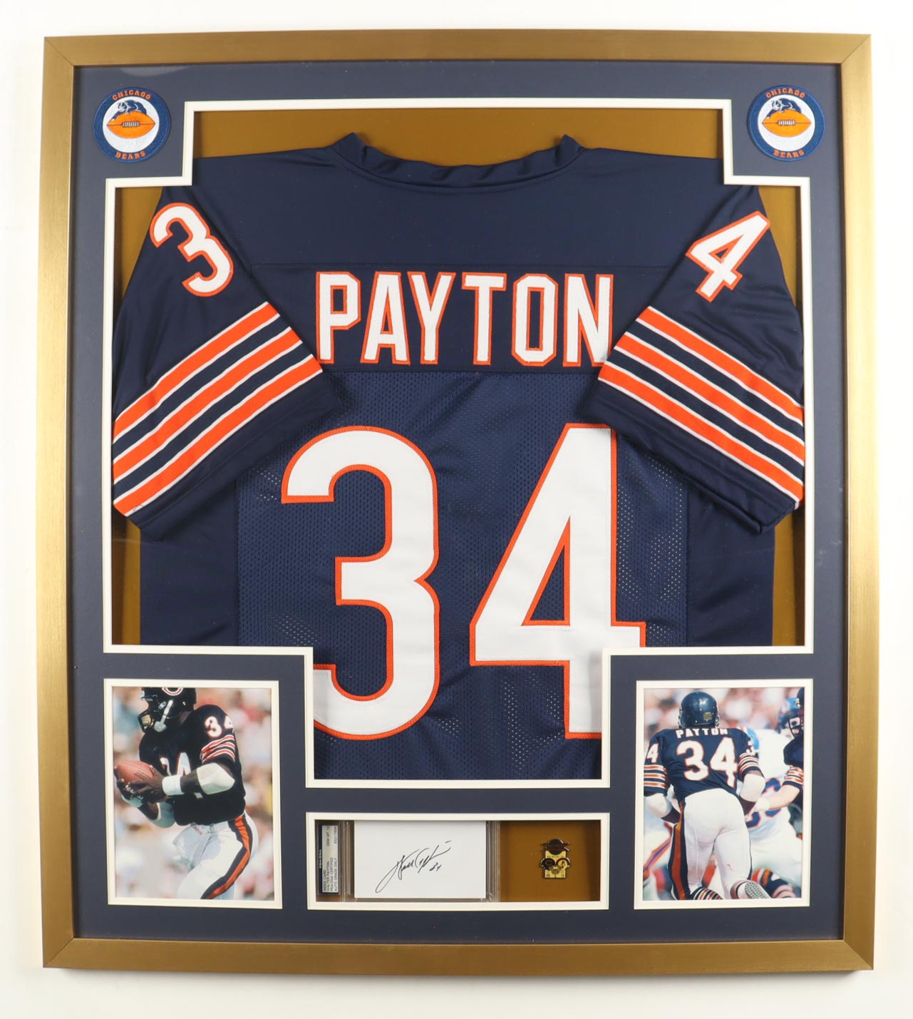 Walter Payton Signed Custom Framed Cut Display with Jersey & HOF Pin (PSA) at PristineAuction.com Walter Payton Signed Custom Framed Cut Display with Jersey & HOF Pin (PSA) at PristineAuction.com
