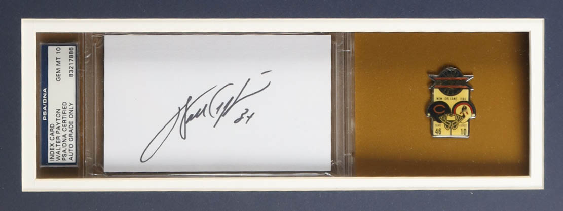 Walter Payton Signed Custom Framed Cut Display with Jersey & HOF Pin (PSA) at PristineAuction.com Walter Payton Signed Custom Framed Cut Display with Jersey & HOF Pin (PSA) at PristineAuction.com