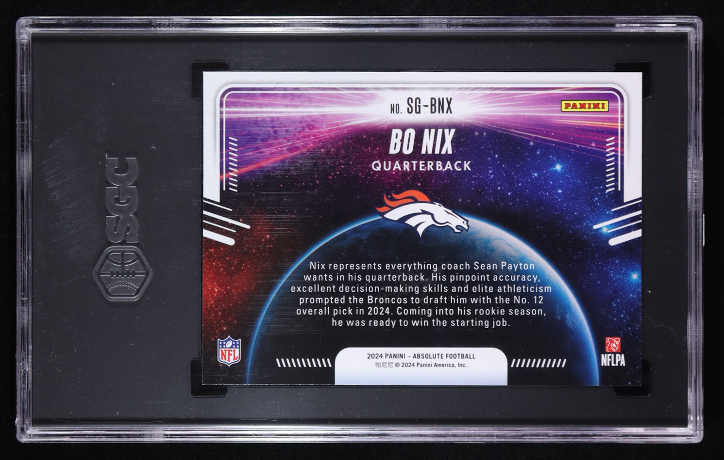 Bo Nix 2024 Panini Absolute Star Gazing #SG-BNX RC (SGC 10) at PristineAuction.com Bo Nix 2024 Panini Absolute Star Gazing #SG-BNX RC (SGC 10) at PristineAuction.com
