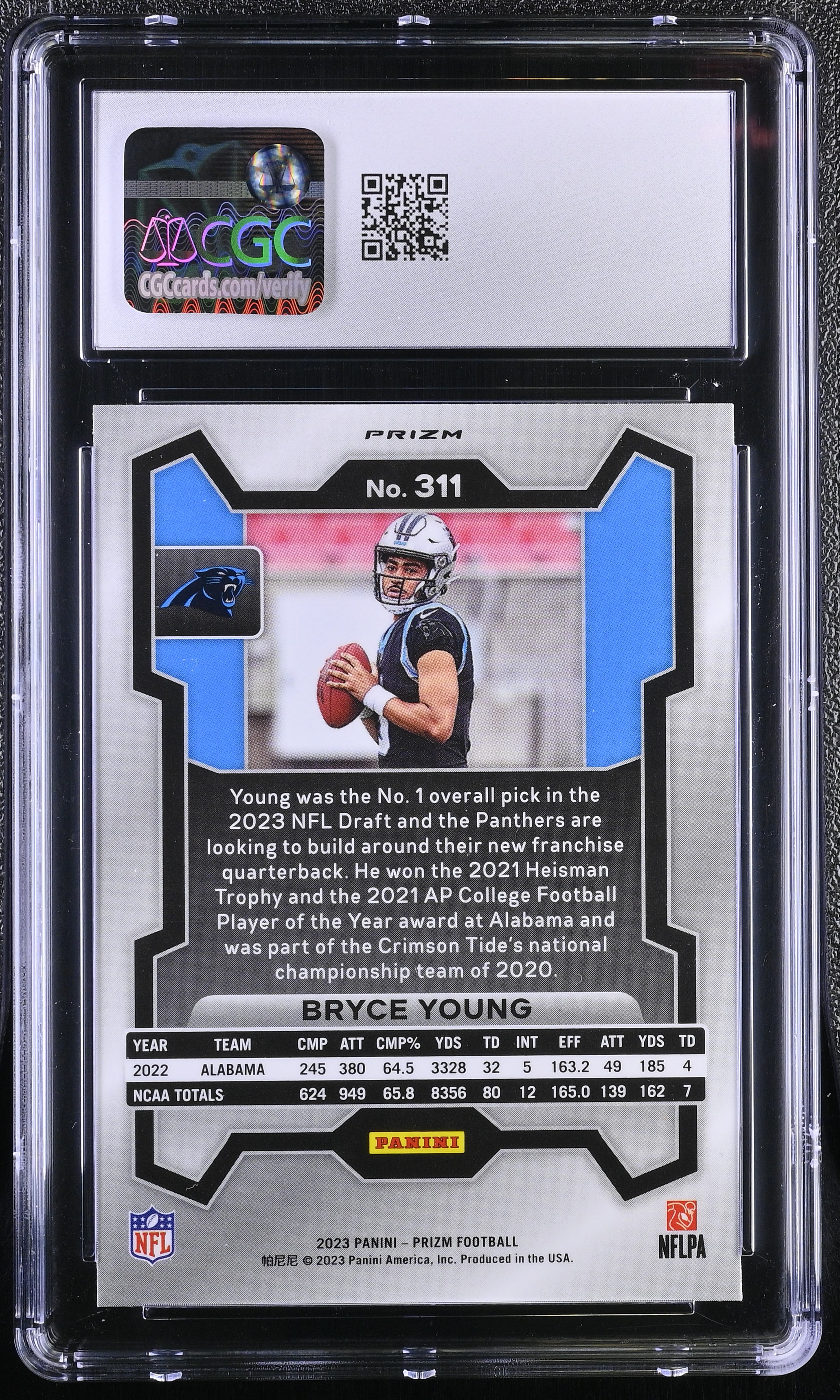 Bryce Young 2023 Panini Prizm Prizms Green Wave #311 RC (CGC 8) at PristineAuction.com Bryce Young 2023 Panini Prizm Prizms Green Wave #311 RC (CGC 8) at PristineAuction.com