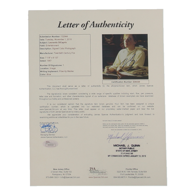 Leonardo DiCaprio Signed "Titanic" 7.5x8.5 Photo (Beckett & JSA) at PristineAuction.com Leonardo DiCaprio Signed "Titanic" 7.5x8.5 Photo (Beckett & JSA) at PristineAuction.com