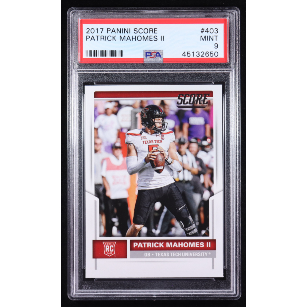 Patrick Mahomes II 2017 Panini Score #403 RC (PSA 9) at PristineAuction.com