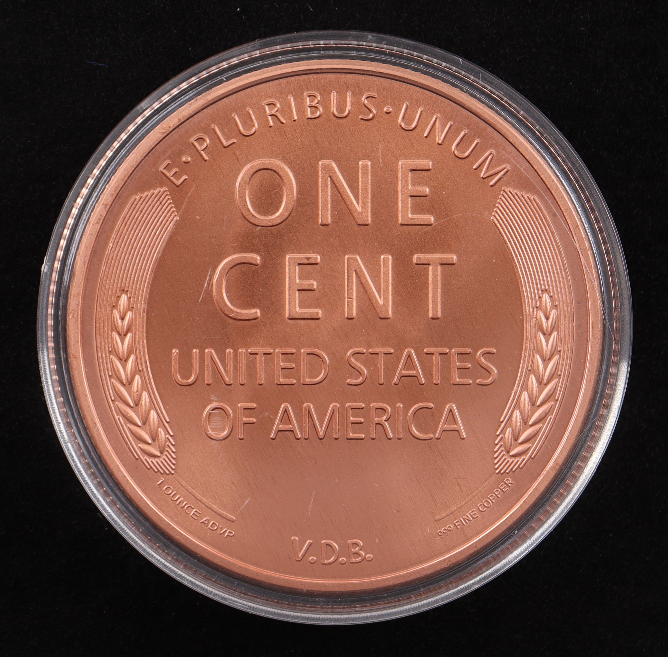1909-S VDB Lincoln Wheat Cent - 1 Ounce .999 Fine Copper Bullion Round at PristineAuction.com 1909-S VDB Lincoln Wheat Cent - 1 Ounce .999 Fine Copper Bullion Round at PristineAuction.com