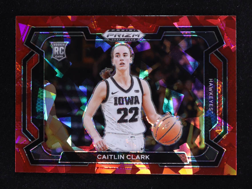 Caitlin Clark 2024-25 Panini Prizm Draft Picks Variation Prizms Red Ice #57 RC at PristineAuction.com Caitlin Clark 2024-25 Panini Prizm Draft Picks Variation Prizms Red Ice #57 RC at PristineAuction.com