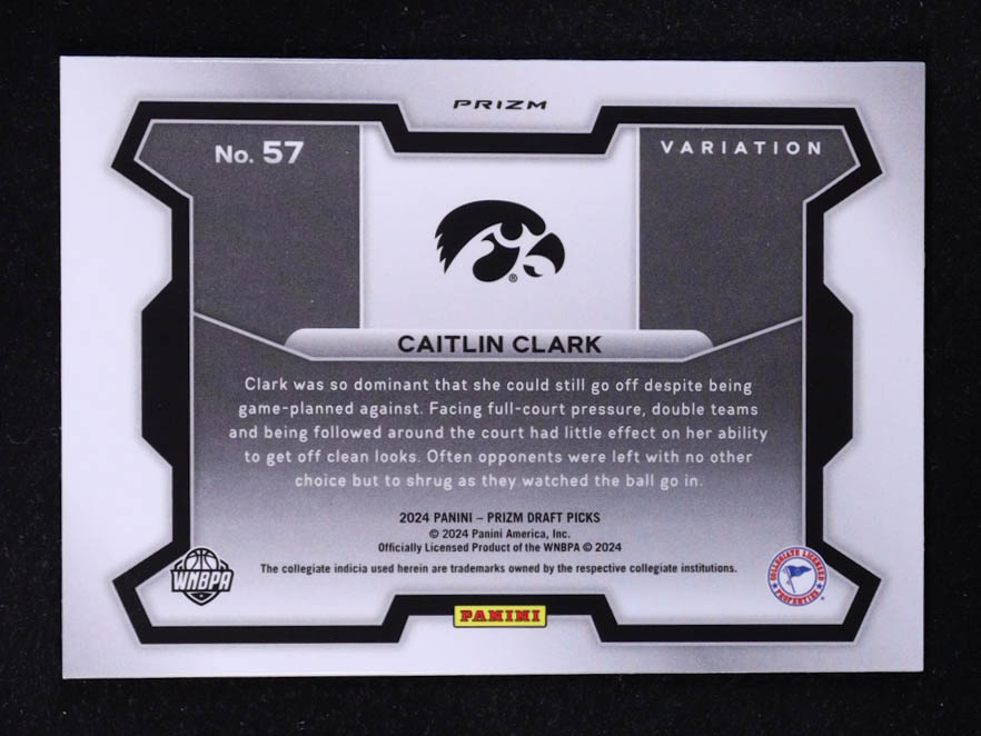 Caitlin Clark 2024-25 Panini Prizm Draft Picks Variation Prizms Red Ice #57 RC at PristineAuction.com Caitlin Clark 2024-25 Panini Prizm Draft Picks Variation Prizms Red Ice #57 RC at PristineAuction.com