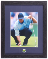 Tiger Woods "Lines Up the Putt at the Masters" Custom Framed Photo Display with 1997 Masters Champion Pin at PristineAuction.com