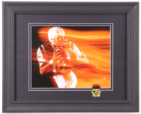 Joe Namath Jets Custom Framed Neil Leifer Art Print Display with 1969 Super Bowl III Pin at PristineAuction.com