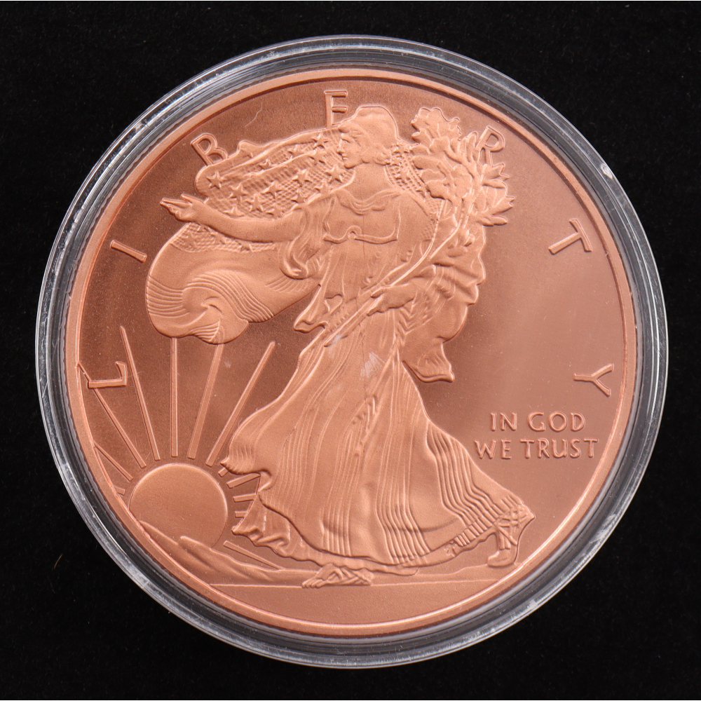 Walking Liberty Half Style - 1 Ounce .999 Fine Copper Bullion Round at PristineAuction.com