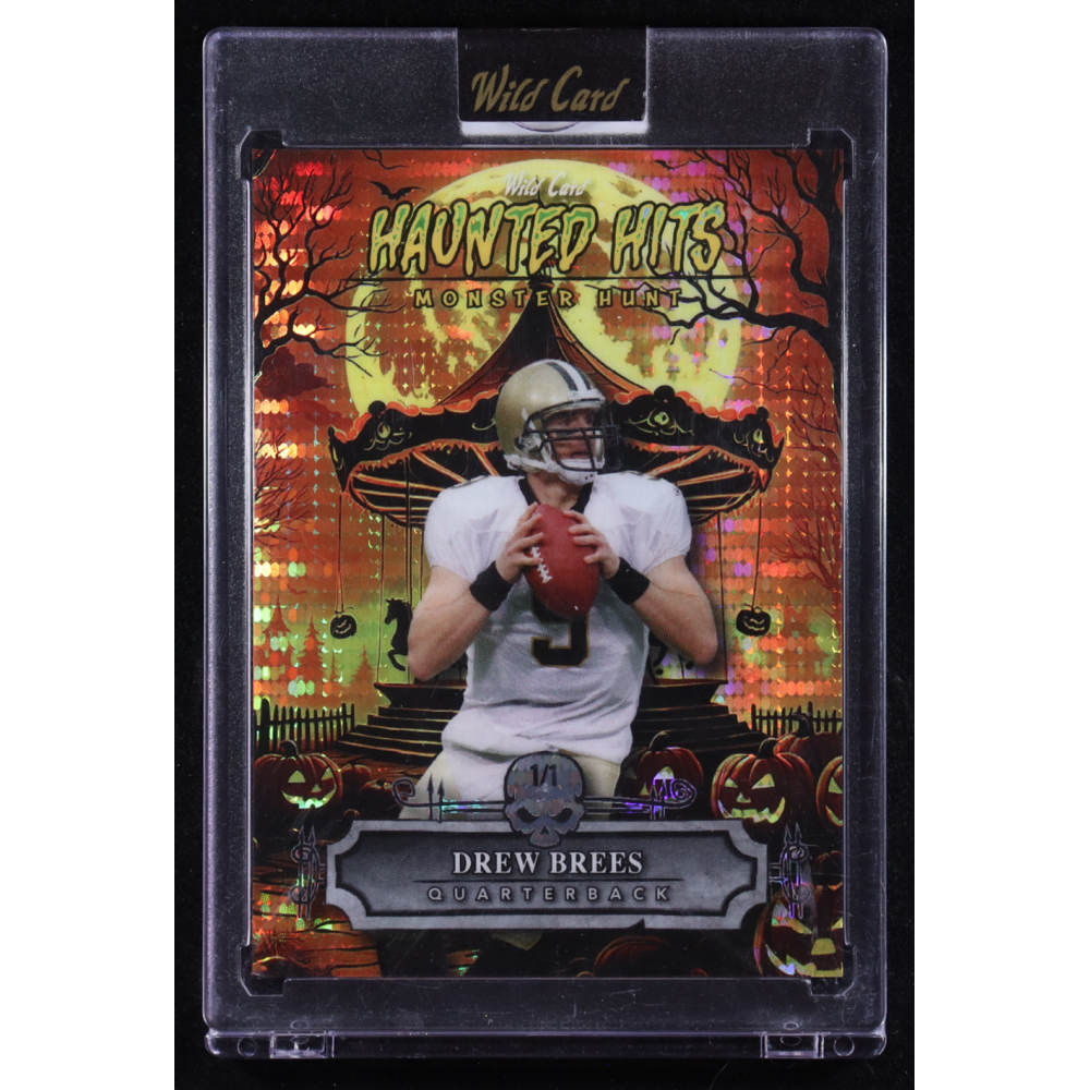 Drew Brees 2025 Wild Card Haunted Hits Monster Hunt #HHCA-DB #1/1 at PristineAuction.com